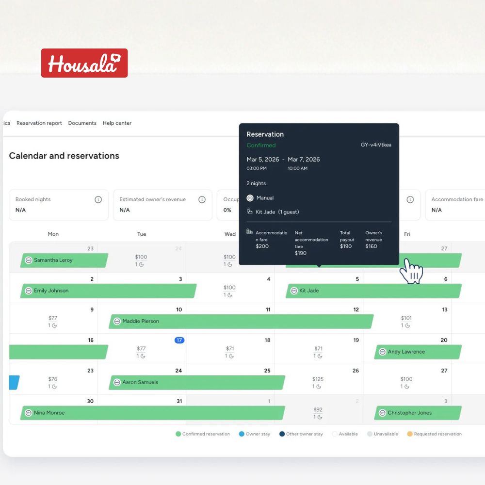 Housala's Airbnb Owner Dashboard - Management for Airbnb Management Australia Housala's Airbnb Owner Dashboard - Management for Airbnb Management Australia